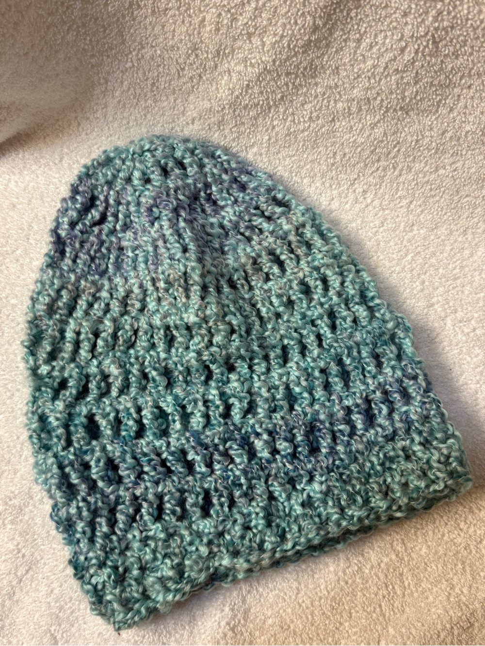 Handmade Slouchy Knit Beanie - Aqua Blue